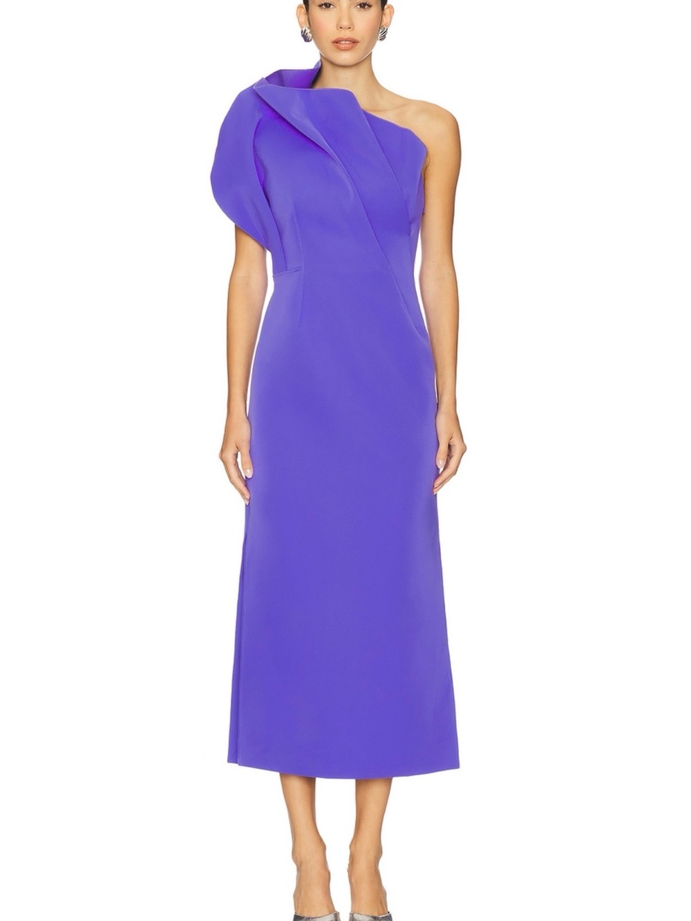 Acler One-Shoulder Purple Evening Dress with Sculpted Ruffle size 2